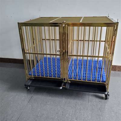 Hot sale goldenl dog crate kennel with double door 108*70*78=43"